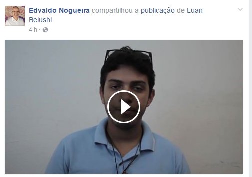 Após divulgação, Edvaldo Nogueira compartilhou o vídeo do suposto ator.