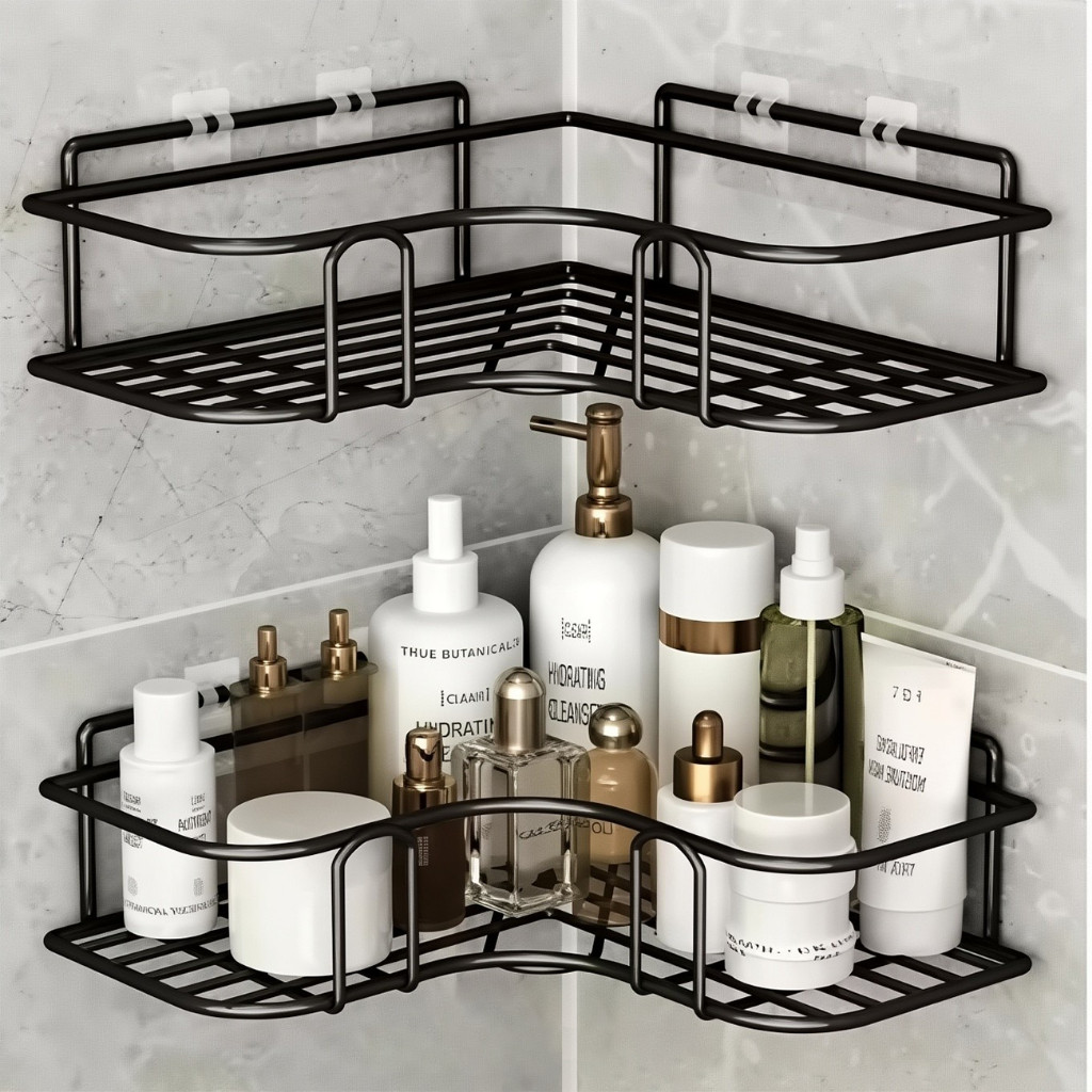 1/2/3/4 Suporte Organizador De Metal Rack De Parede Banheiro Cozinha Prateleiras Porta Shampoo Top&amp;casa